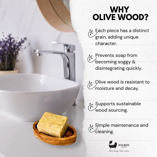 Eco Bath London Olive Wood Oval Soap Dish - Image 4