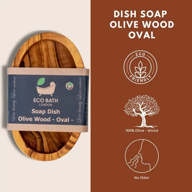 Eco Bath London Olive Wood Oval Soap Dish - Image 5