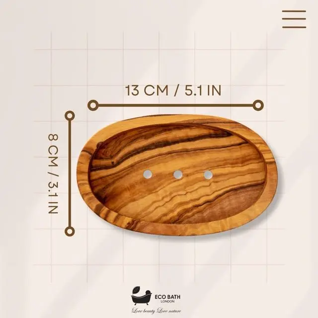 Eco Bath London Olive Wood Oval Soap Dish - Image 6