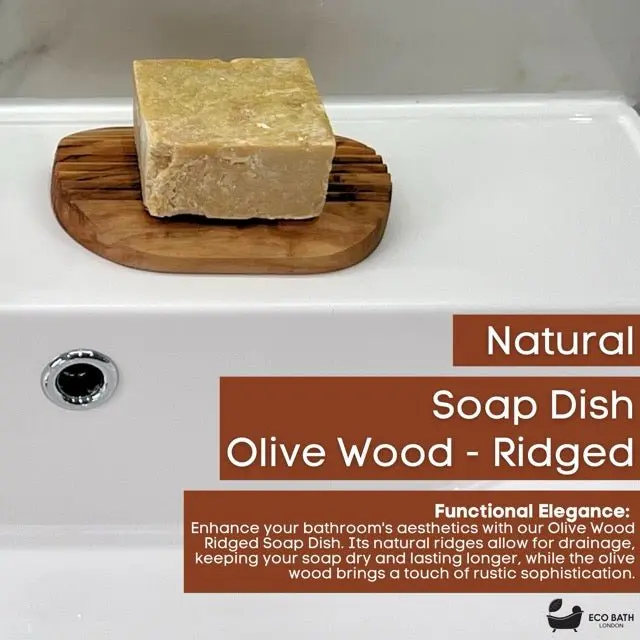 Olive Wood Ridged Soap Dish - Image 2