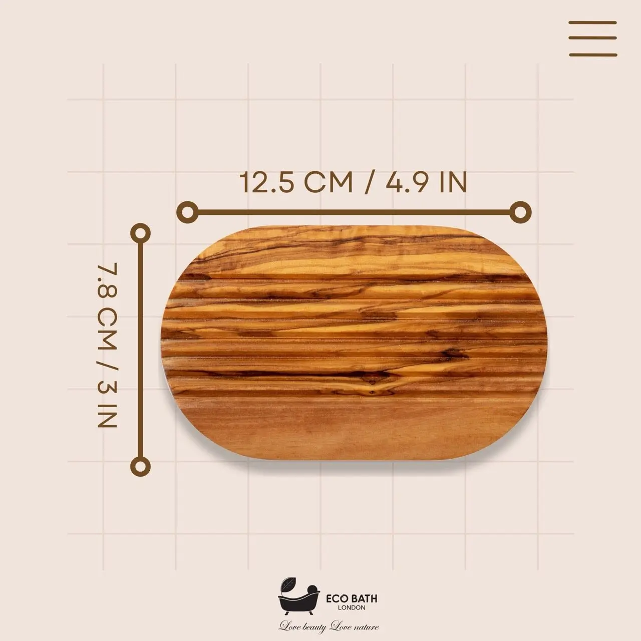 Olive Wood Ridged Soap Dish - Image 6