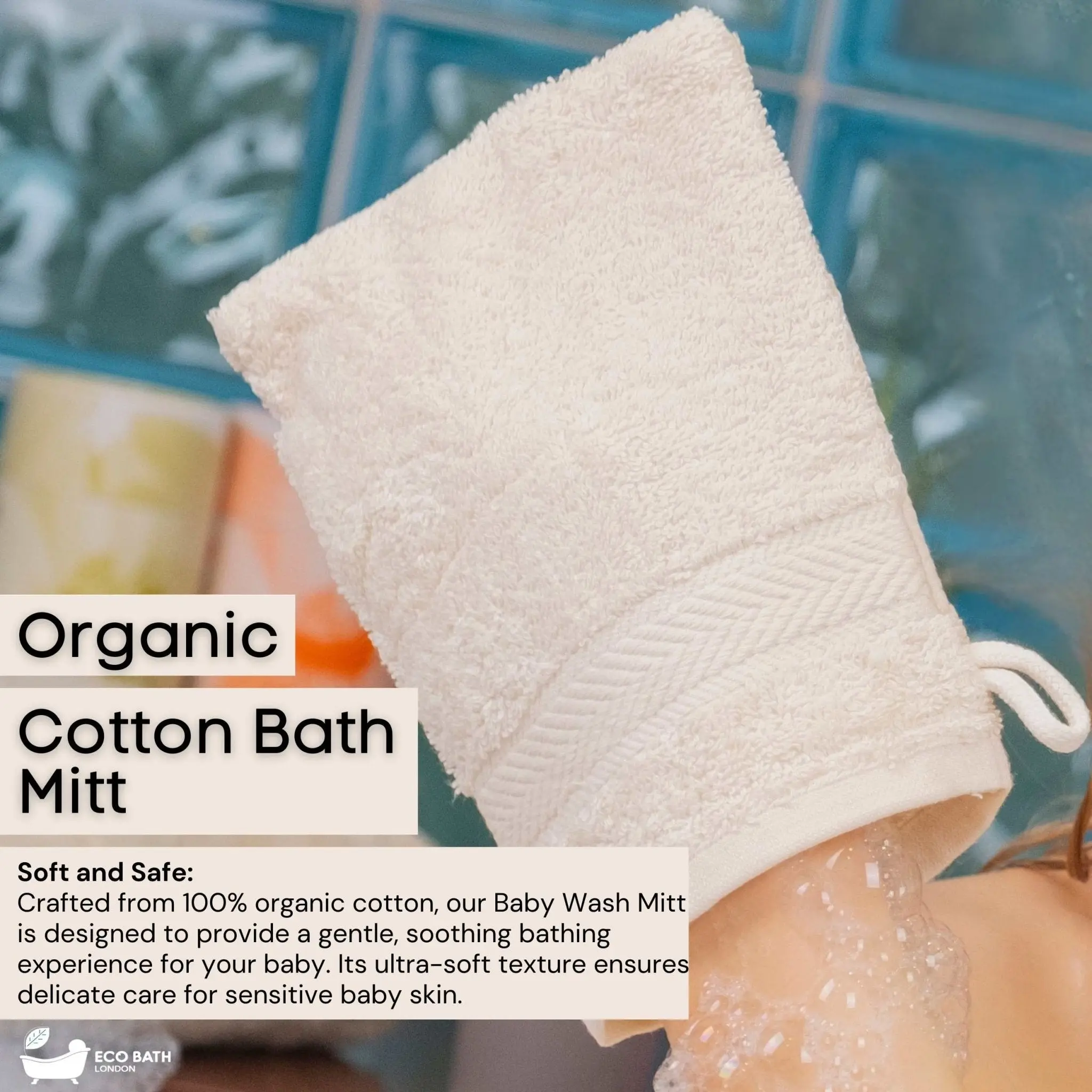 Organic Cotton Bath Mitt - Pack of 3, Ultra Soft and Hypoallergenic - Image 2