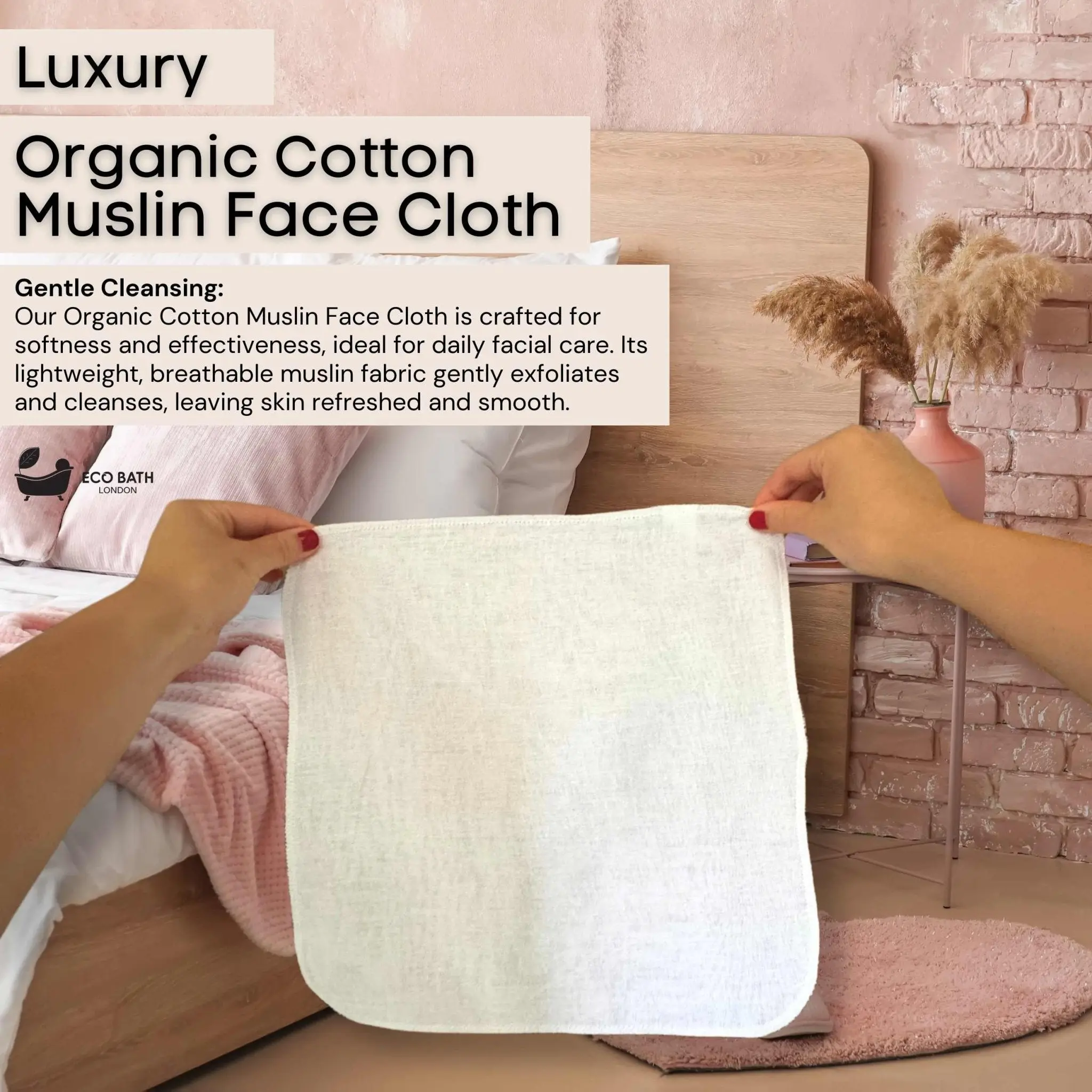 Organic Cotton Muslin Face Cloth - Pack of 6, Available in Natural and White Colours - Image 3