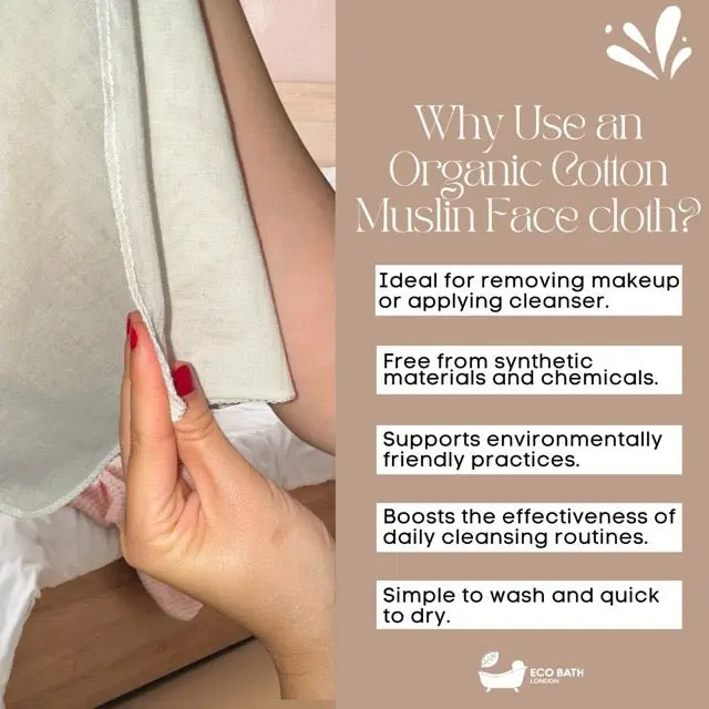Organic Cotton Muslin Face Cloth - Pack of 6, Available in Natural and White Colours - Image 8