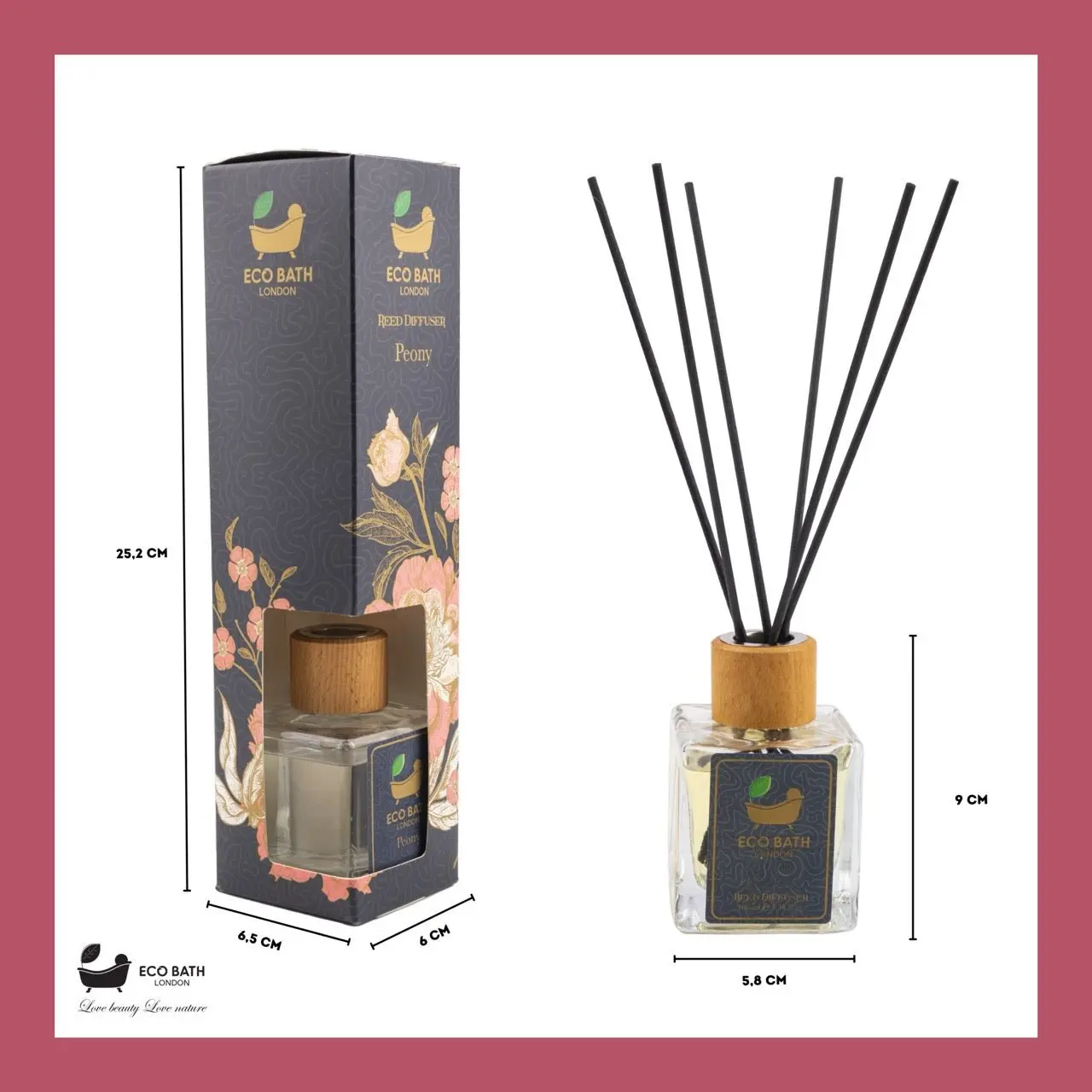 Peony Reed Diffuser - Beautiful Bouquet of Peonies Fragrance, Intensive, Fresh & Long Lasting Room Diffuser, 100ml (3.38 Fl.Oz) - Image 6