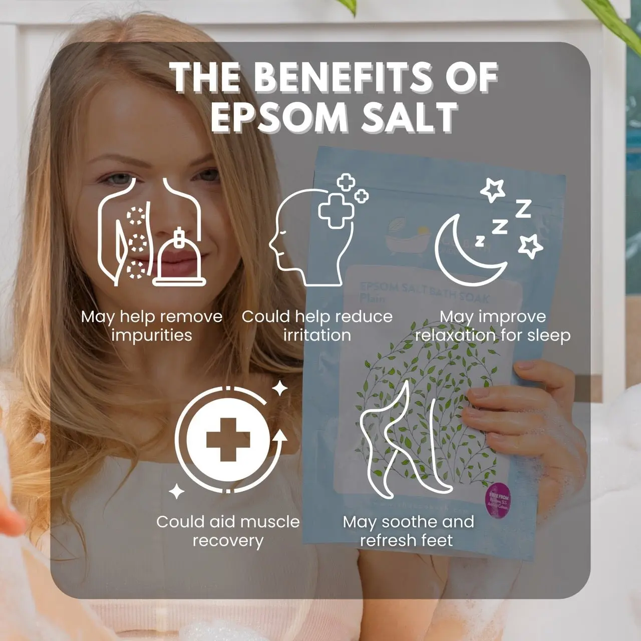 Plain Epsom Salt Bath Soak - Pouch | 500g & 1000g - Image 4