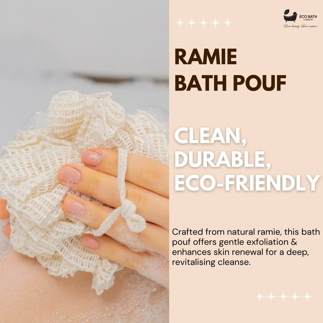 Ramie Bath Puff - Soft Body Scrubber Bath Sponge - Image 2