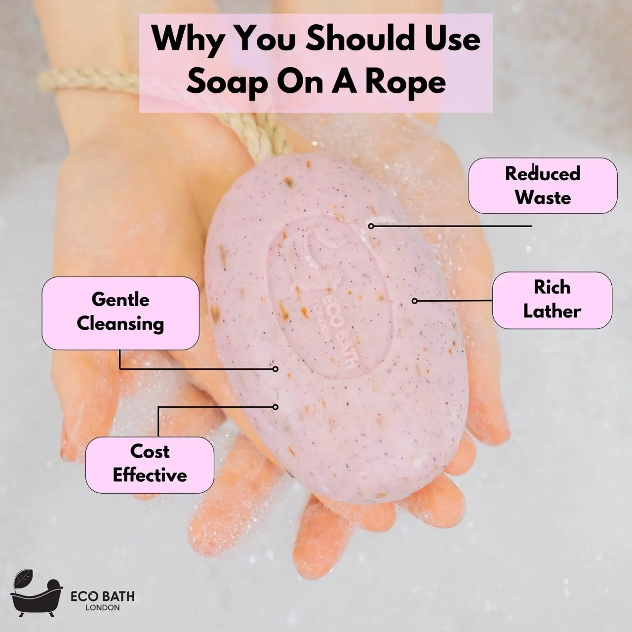 Rose Soap on a Rope 220g - Luxurious and Eco Friendly Body Wash Bar with Shea Butter - Image 5