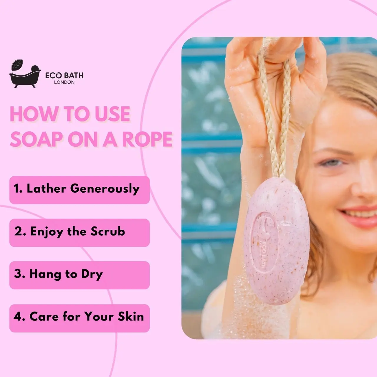 Rose Soap on a Rope 220g - Luxurious and Eco Friendly Body Wash Bar with Shea Butter - Image 6