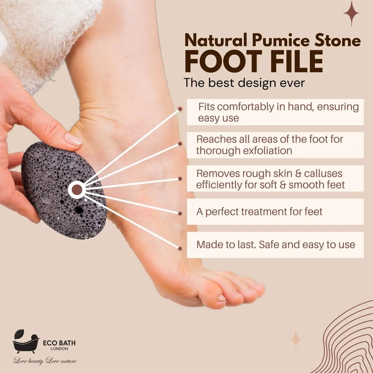 Natural Pumice Volcanic Stone (Smooth with Rope) - Image 2