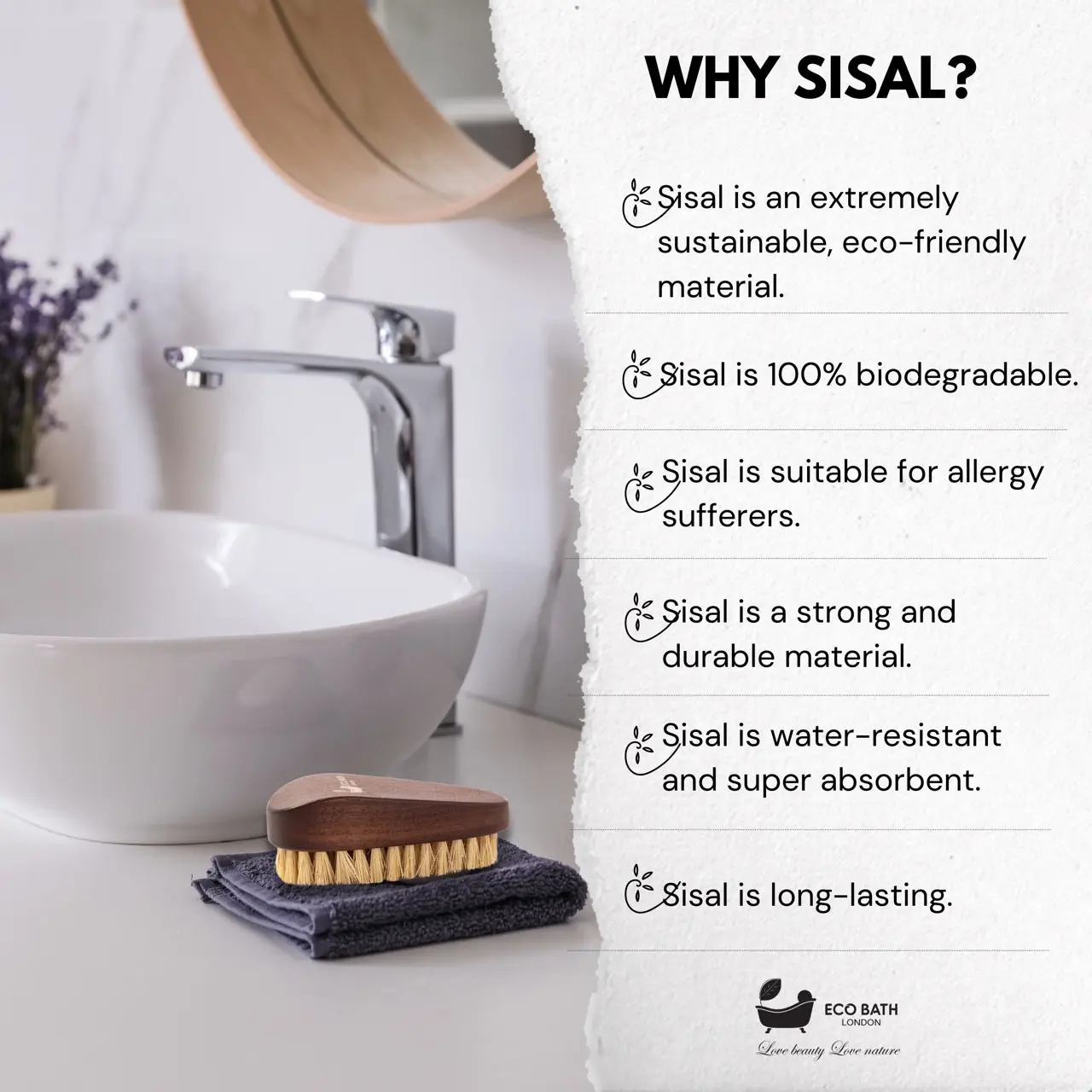 Eco Bath Natural Sisal Walnut Wood Nail Brush - Luxurious Design - Image 4