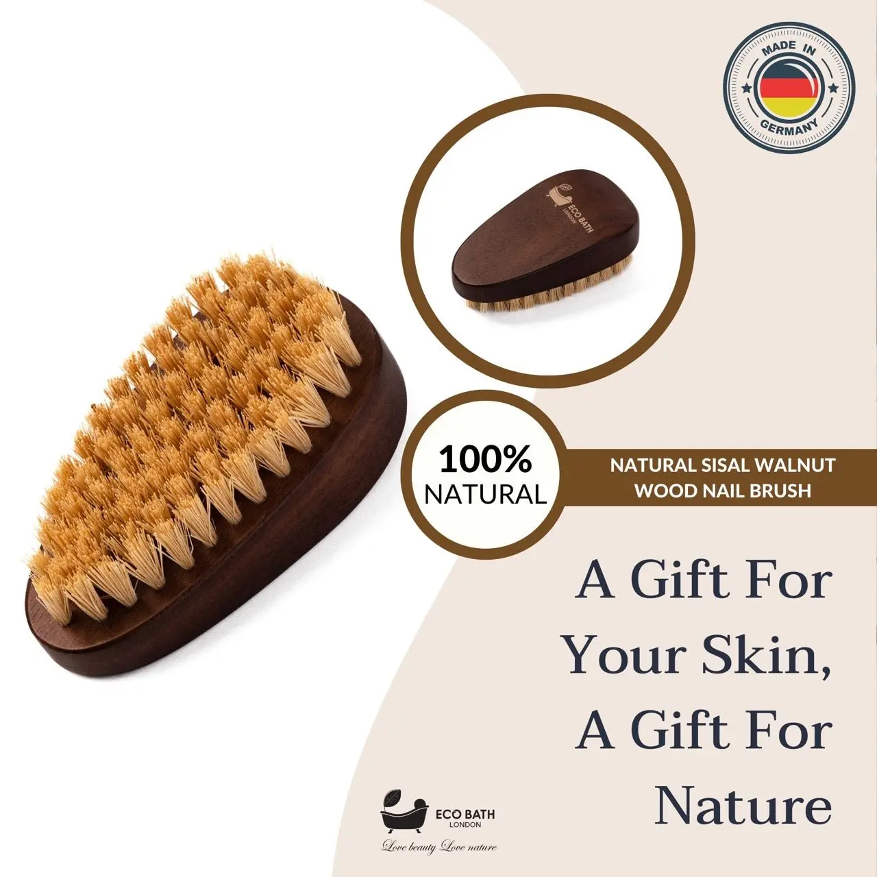 Eco Bath Natural Sisal Walnut Wood Nail Brush - Luxurious Design - Image 7