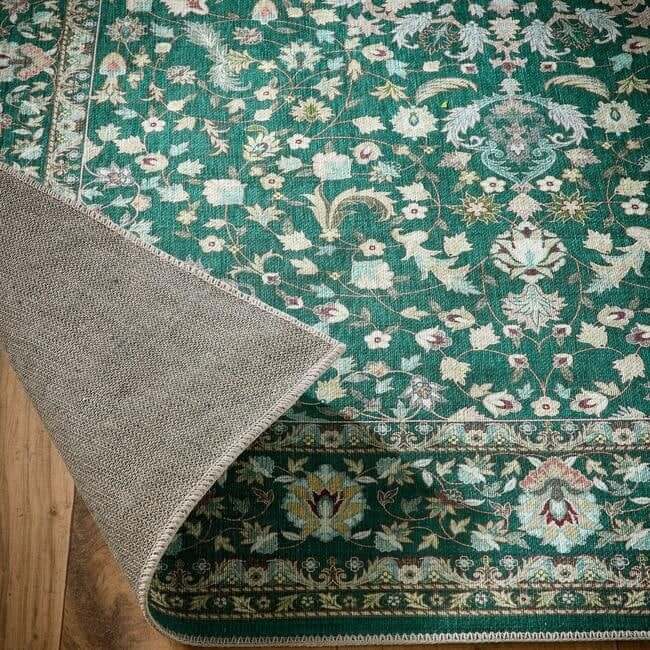 Eco-Washable Green Rug Medallion Design - Image 3