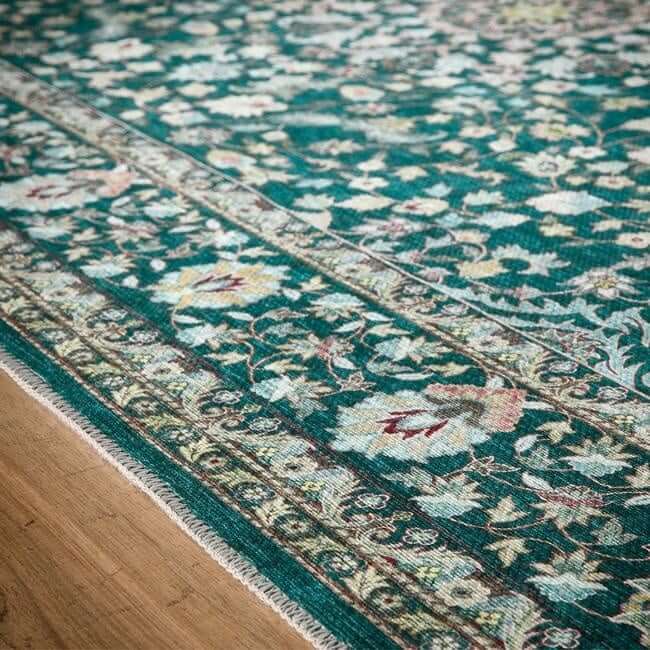 Eco-Washable Green Rug Medallion Design - Image 4