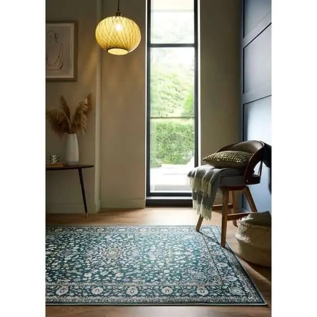 Eco-Washable Green Rug Medallion Design - Image 5