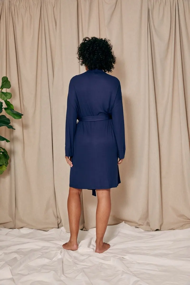 EcoVero Ribbed Robe in Midnight - Image 3