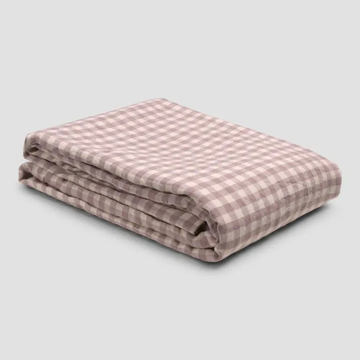 Elderberry Gingham Linen & Cotton Blend Duvet Cover - Image 4