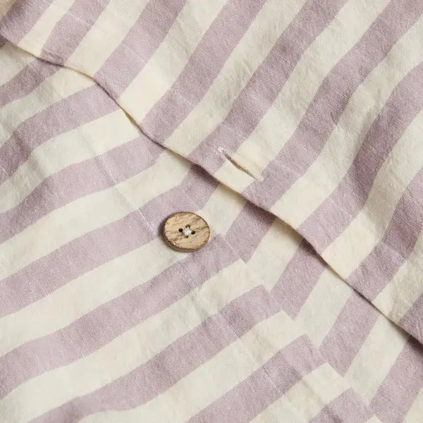 Elderberry Pembroke Stripe Linen Blend Duvet Cover - Image 3