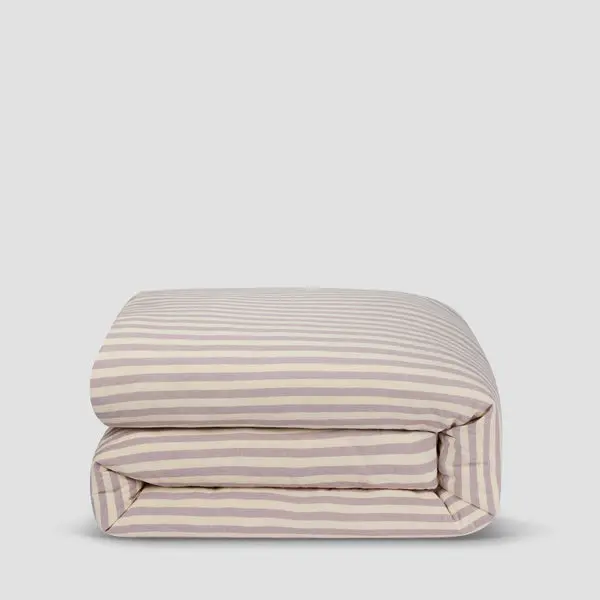Elderberry Pembroke Stripe Linen Blend Duvet Cover - Image 4