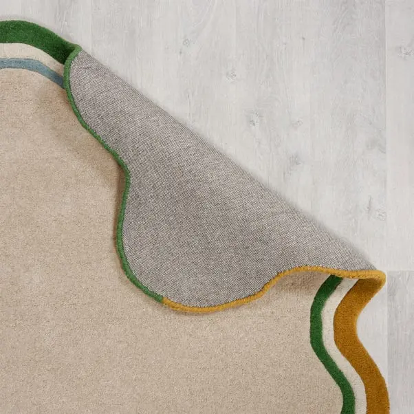 Elements Wave Natural Border Wool Rug - Image 3