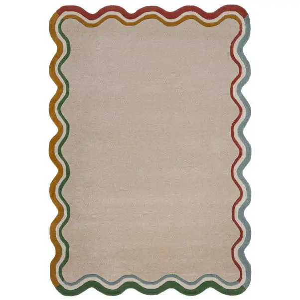 Elements Wave Natural Border Wool Rug - Image 5