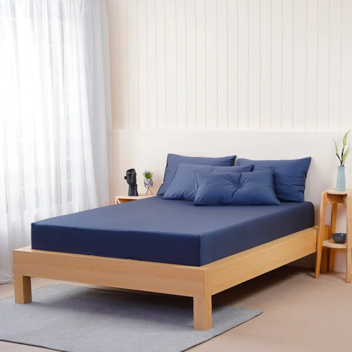 Ella Cotton - Midnight Blue Fitted Sheet - Image 4