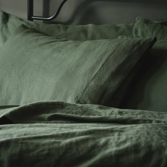 Elm Green Linen Blend Pillowcase (Pair) - Image 3