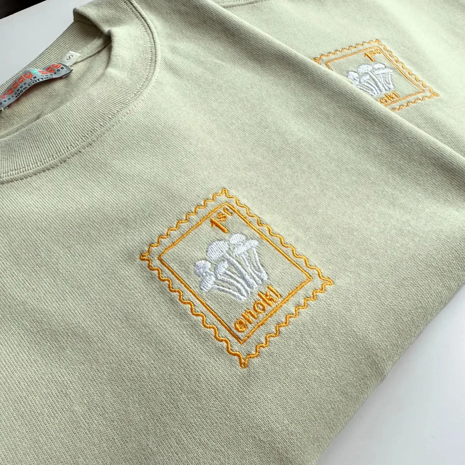 Enoki Mushroom - Oversized Unisex Premium T-Shirt - Pastel Green - Image 4