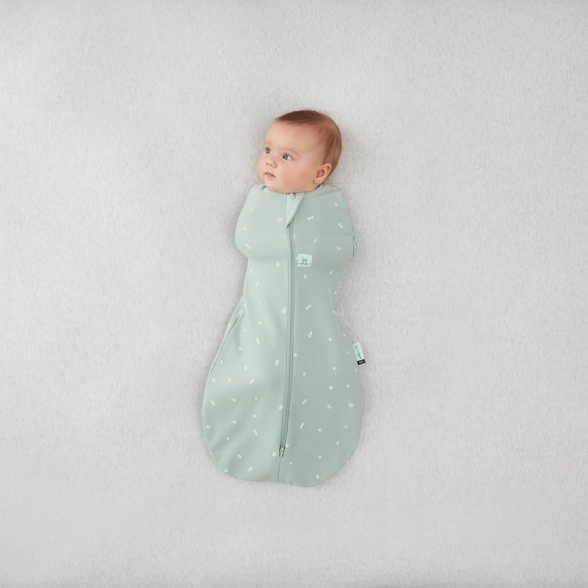 Organic All Year Cocoon Swaddle Sleeping Bag - Sage 1.0 TOG - Image 3