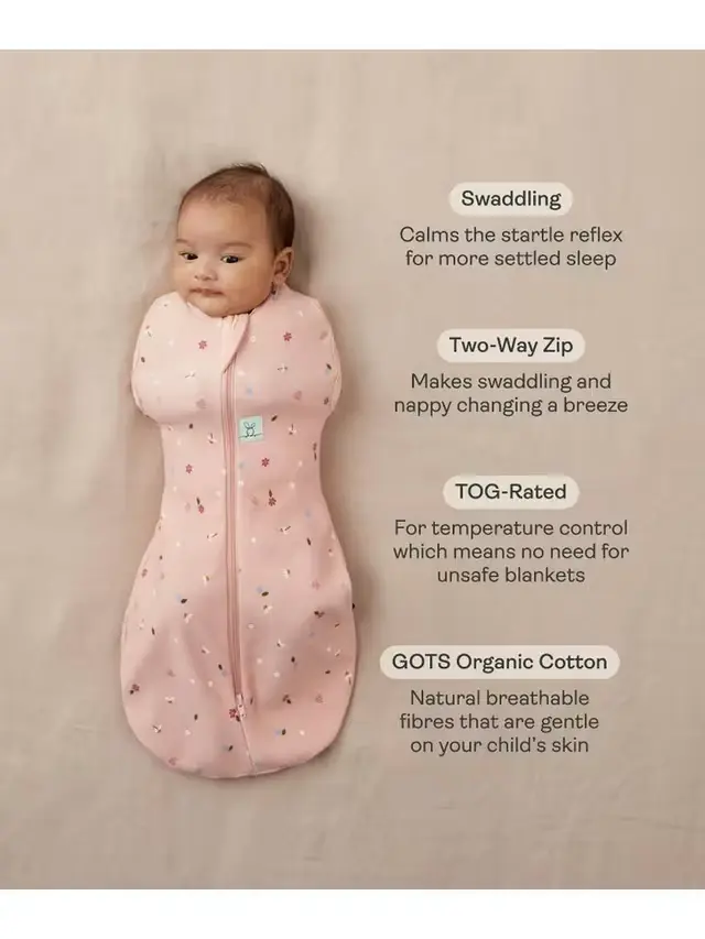 Organic All Year Cocoon Swaddle Sleeping Bag - Sage 1.0 TOG - Image 5