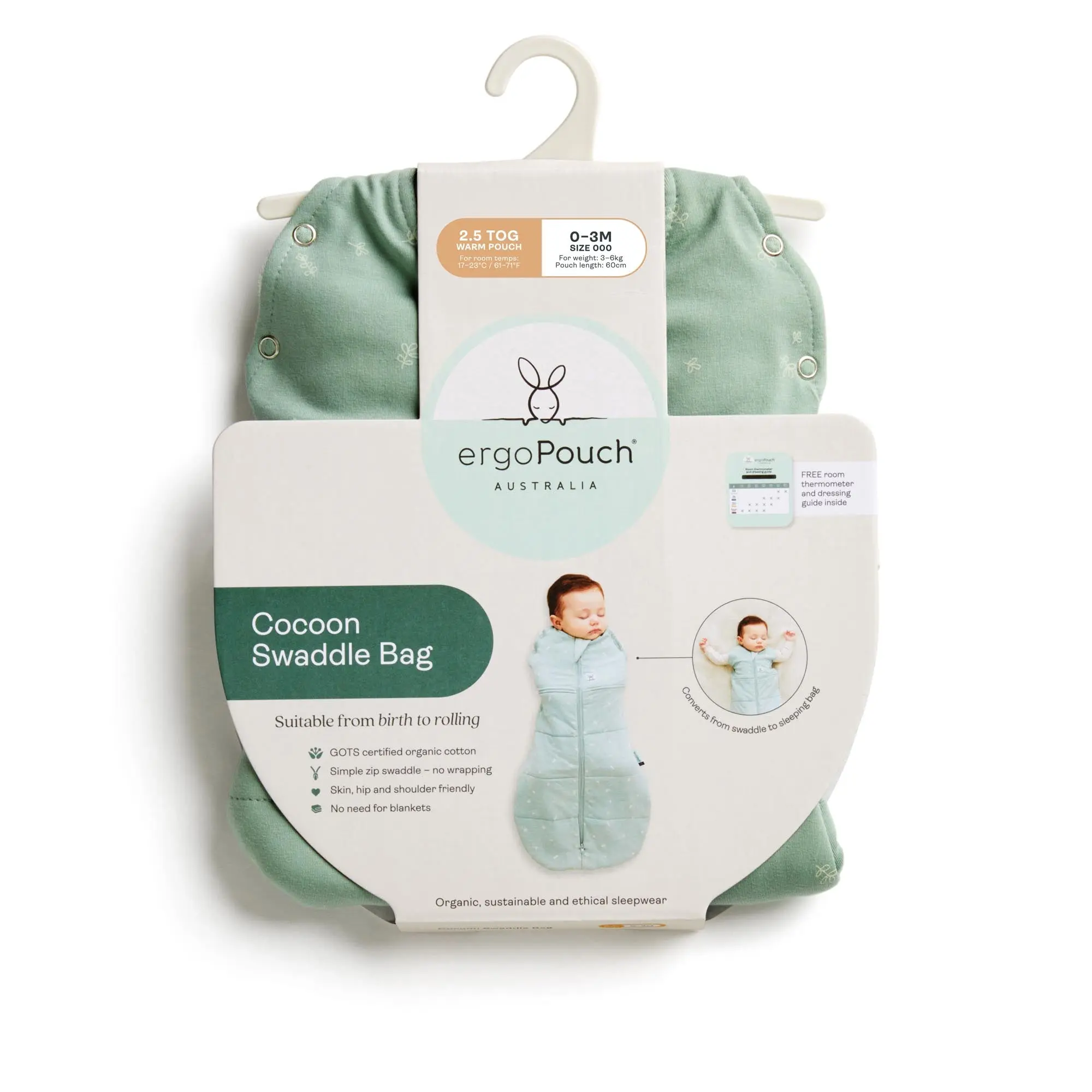 Organic Winter Cocoon Swaddle Sleeping Bag - Elephant Parade 2.5 TOG - Image 7