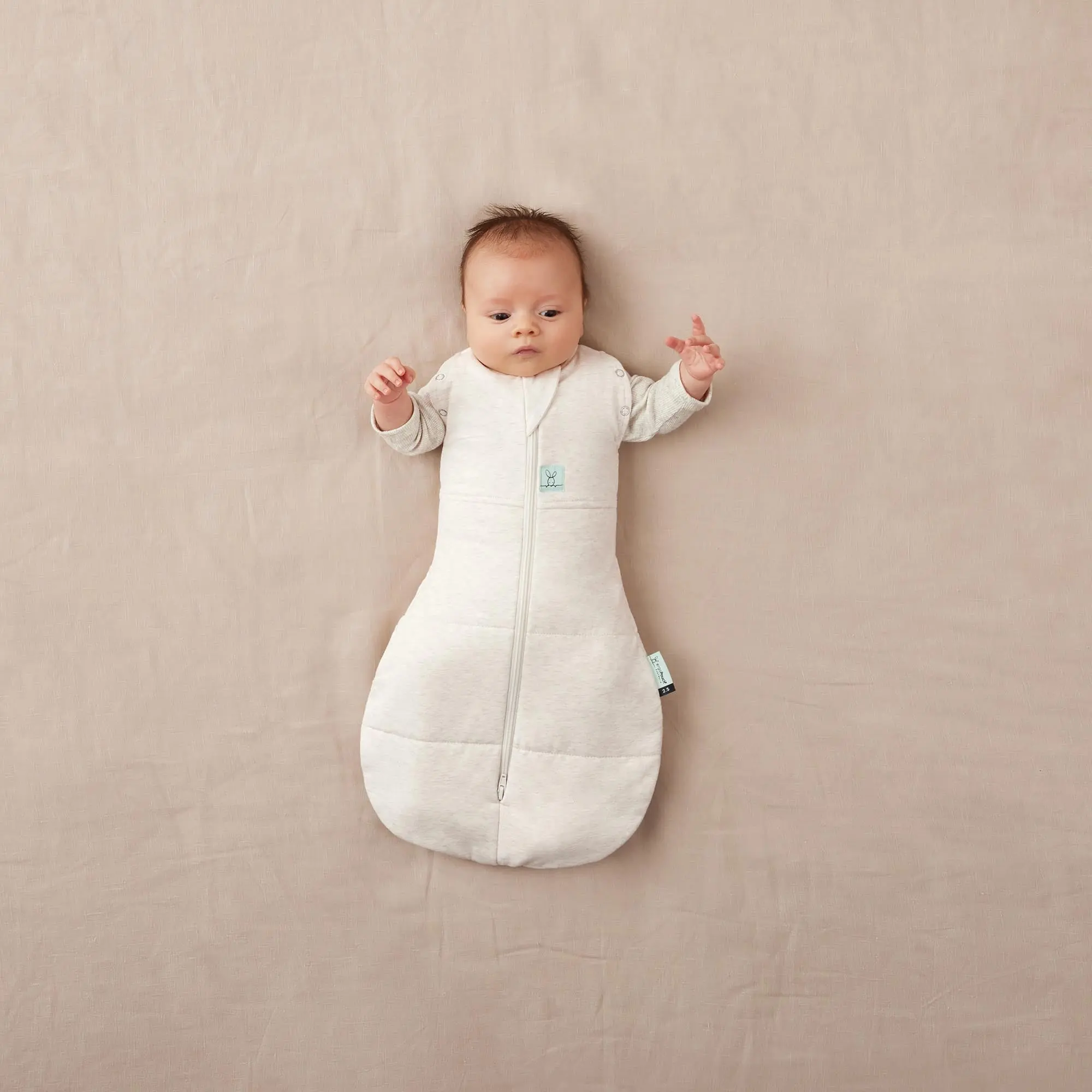 Organic Winter Cocoon Swaddle Sleeping Bag - Oatmeal 2.5 TOG - Image 2