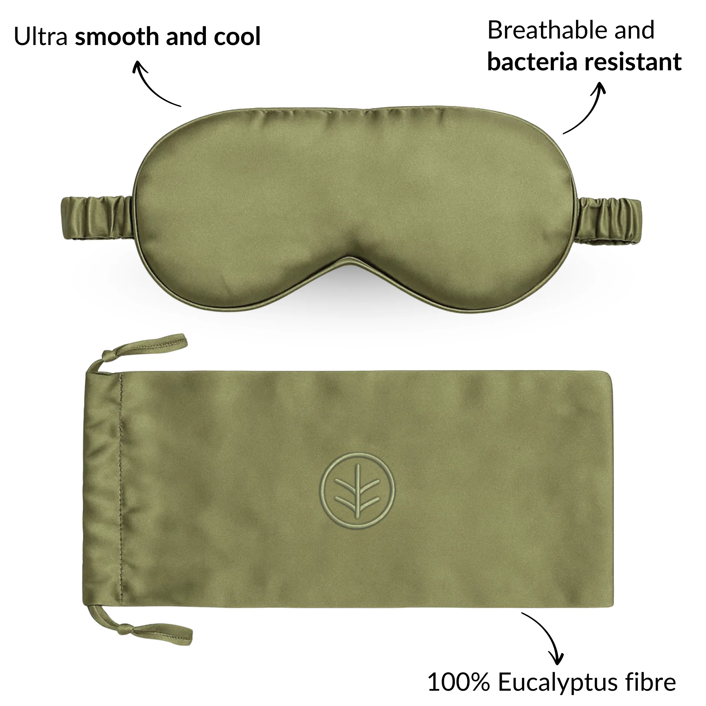 Essential Silk Sleep Eye Mask in Sage (Eucalyptus Silk) - Image 2