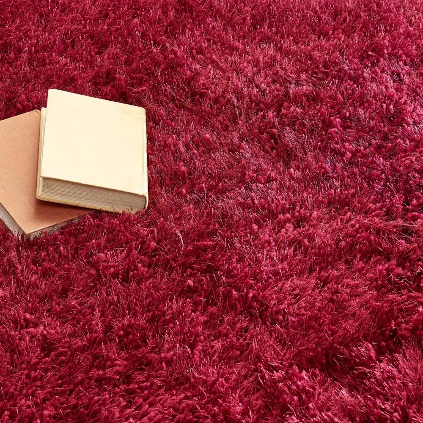 Extravagance Wine Red Shaggy Rug - Image 3
