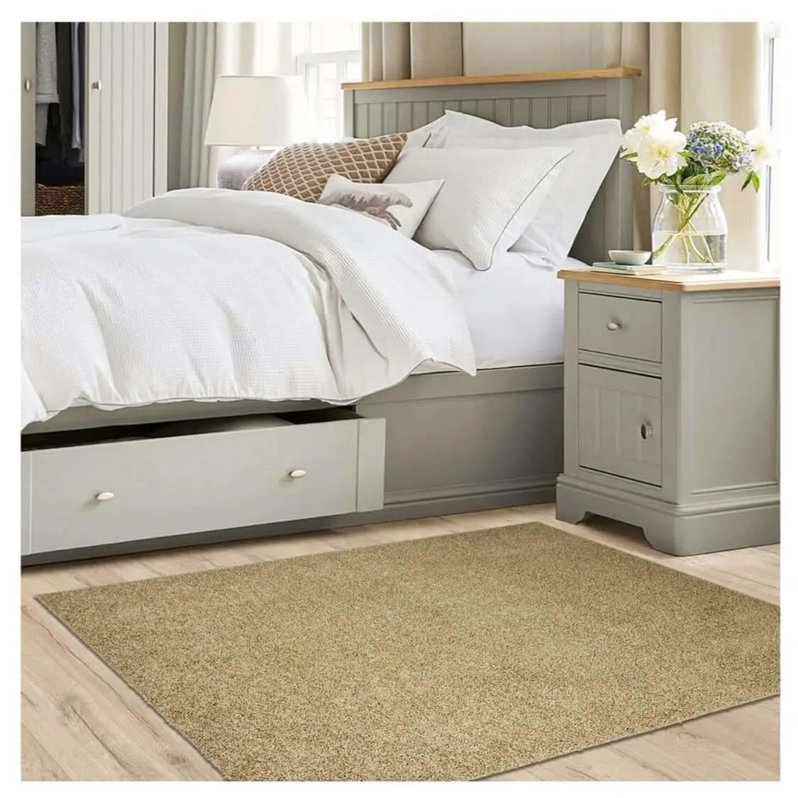 Fiji Latte Beige Washable Solid Shaggy Rug - Image 4