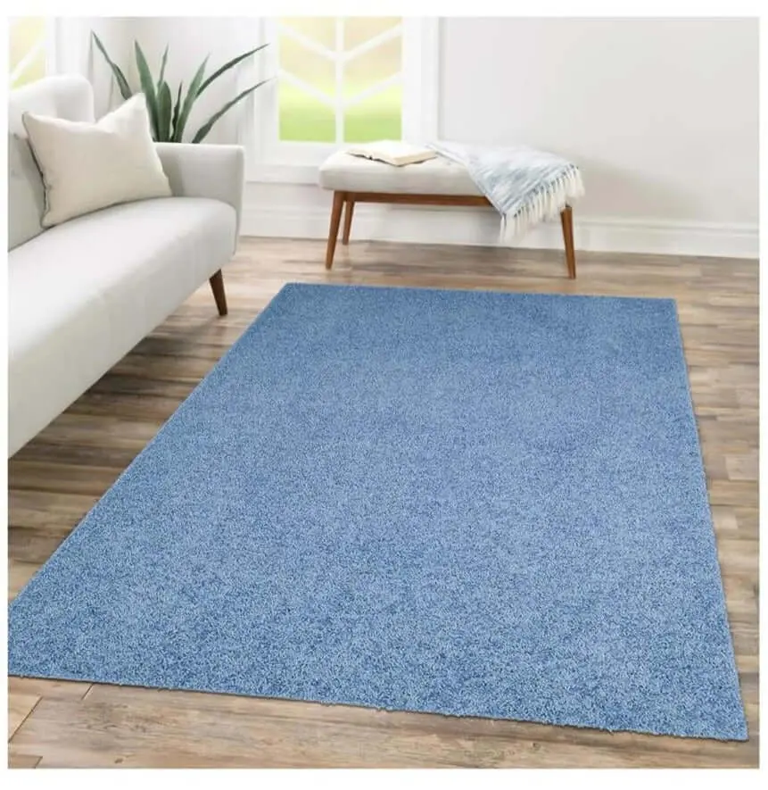 Fiji Sky Blue Washable Solid Shaggy Rug - Image 3