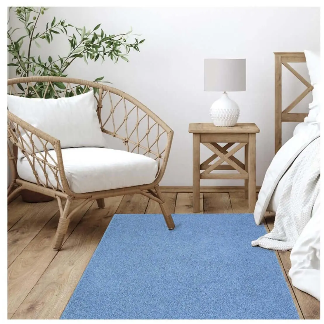 Fiji Sky Blue Washable Solid Shaggy Rug - Image 4