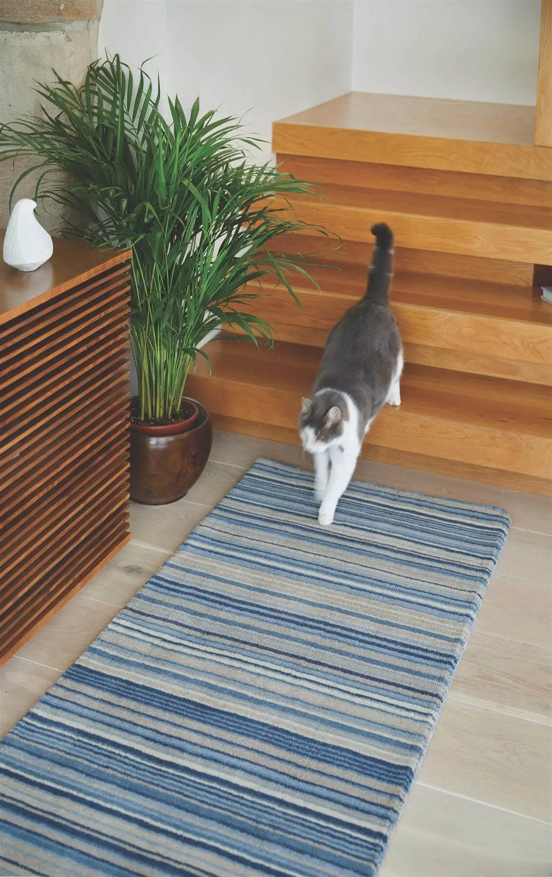 Fine Stripes Blue Wool Rug - Image 6