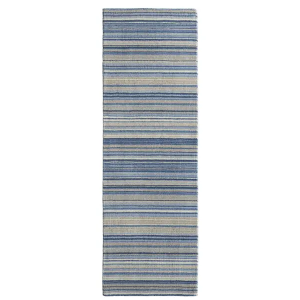 Fine Stripes Blue Wool Rug - Image 7
