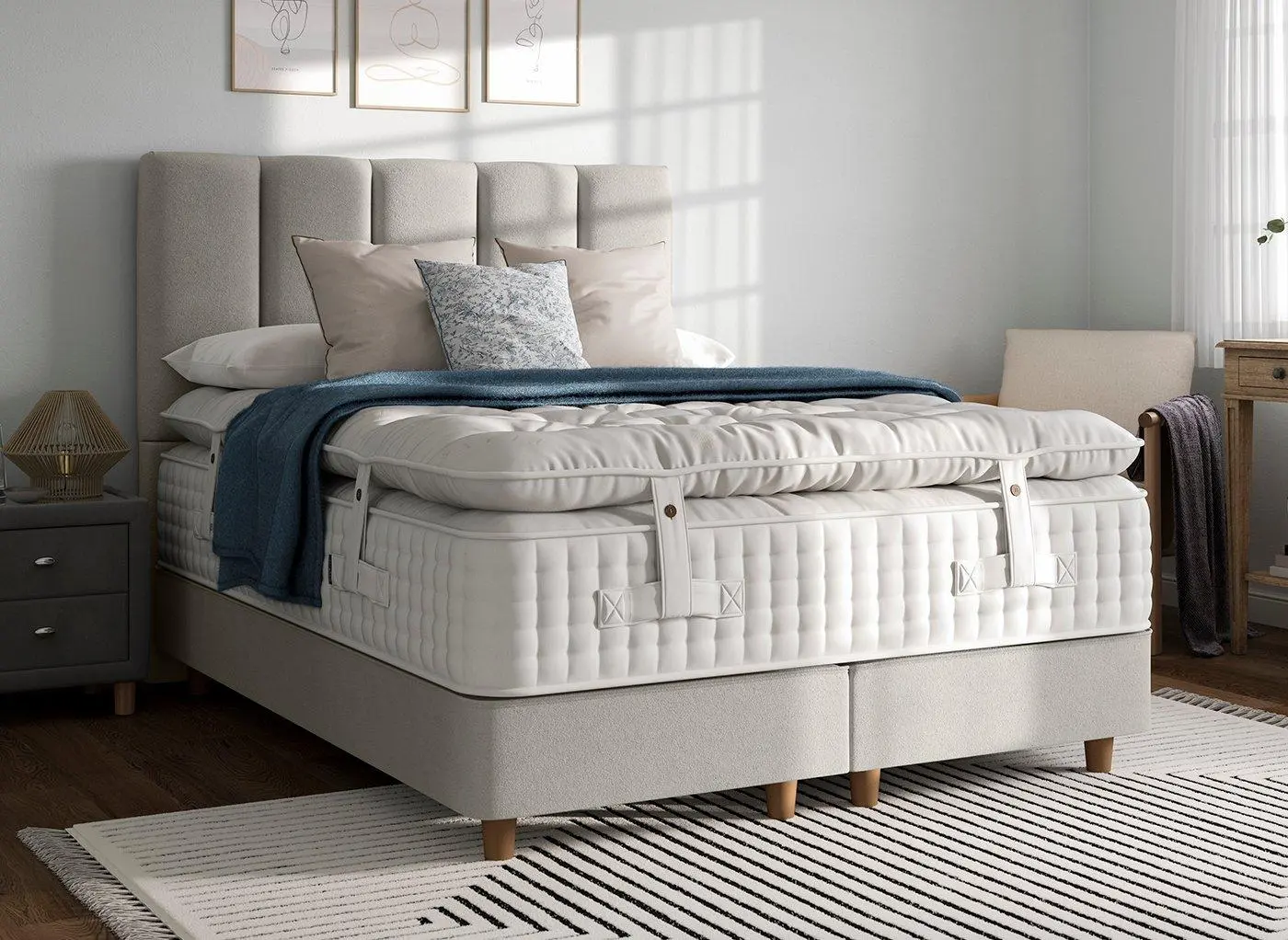 Flaxby Shallow Divan Bed Base - Cream