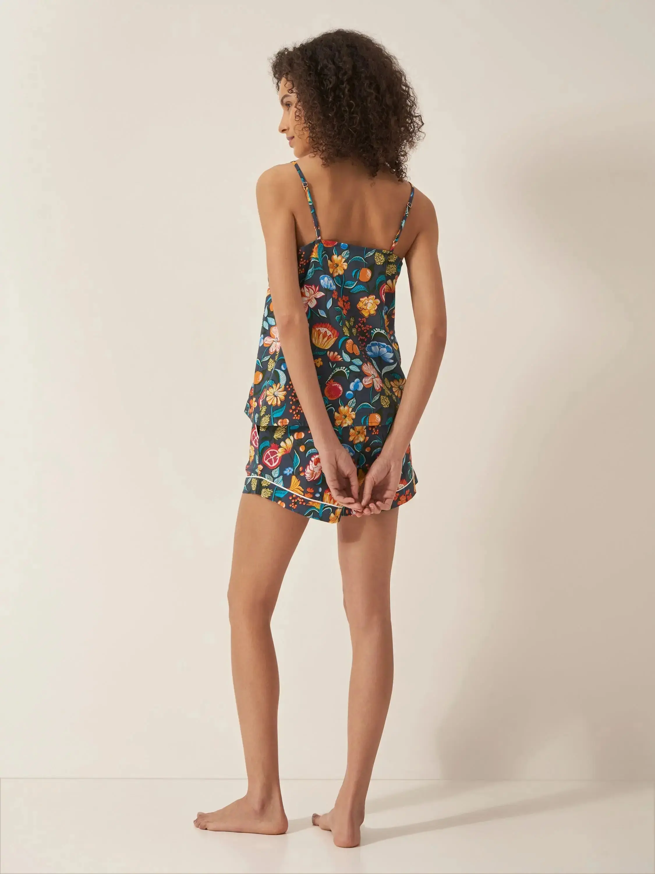 Florals on Navy Women's Cami Organic Cotton Short Set - Image 4