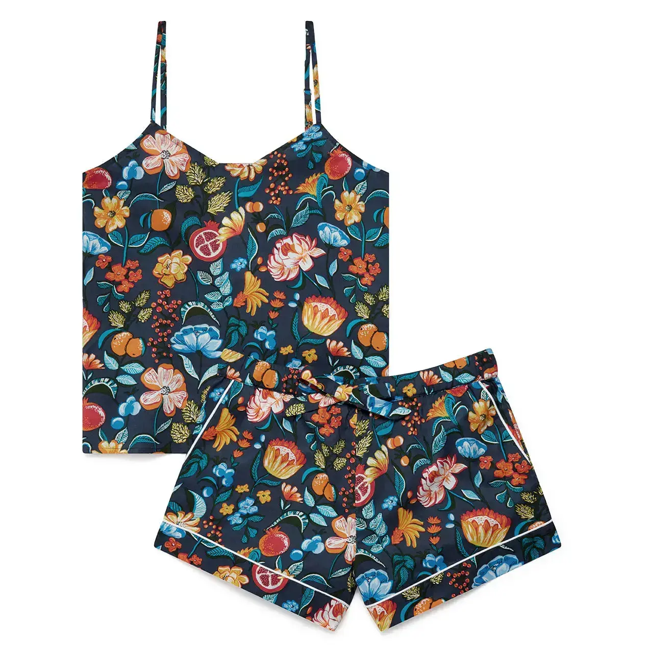Florals on Navy Women's Cami Organic Cotton Short Set - Image 5