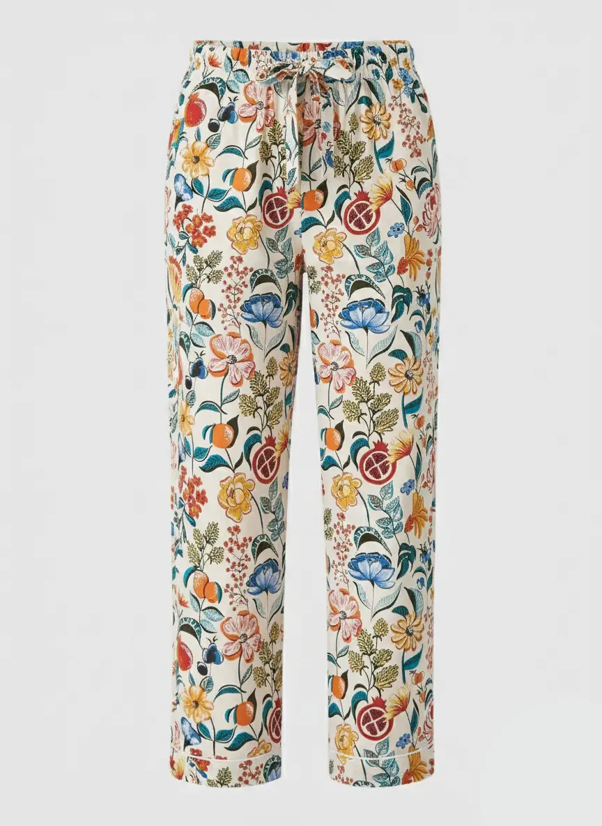 Florals on White Women's Organic Cotton Pyjama Trouser