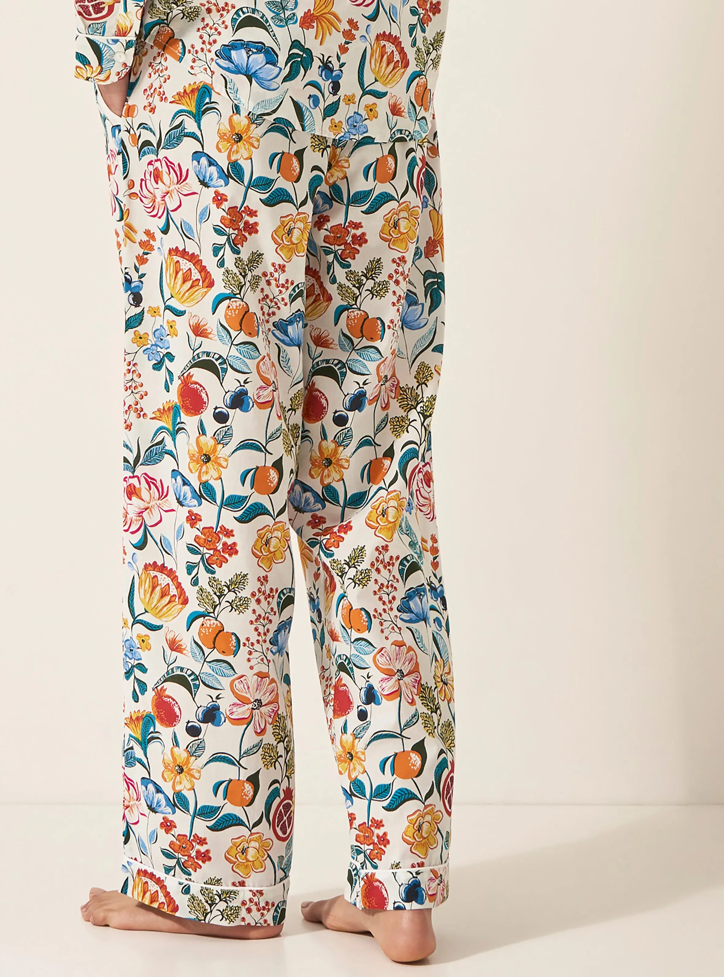 Florals on White Women's Organic Cotton Pyjama Trouser - Image 3