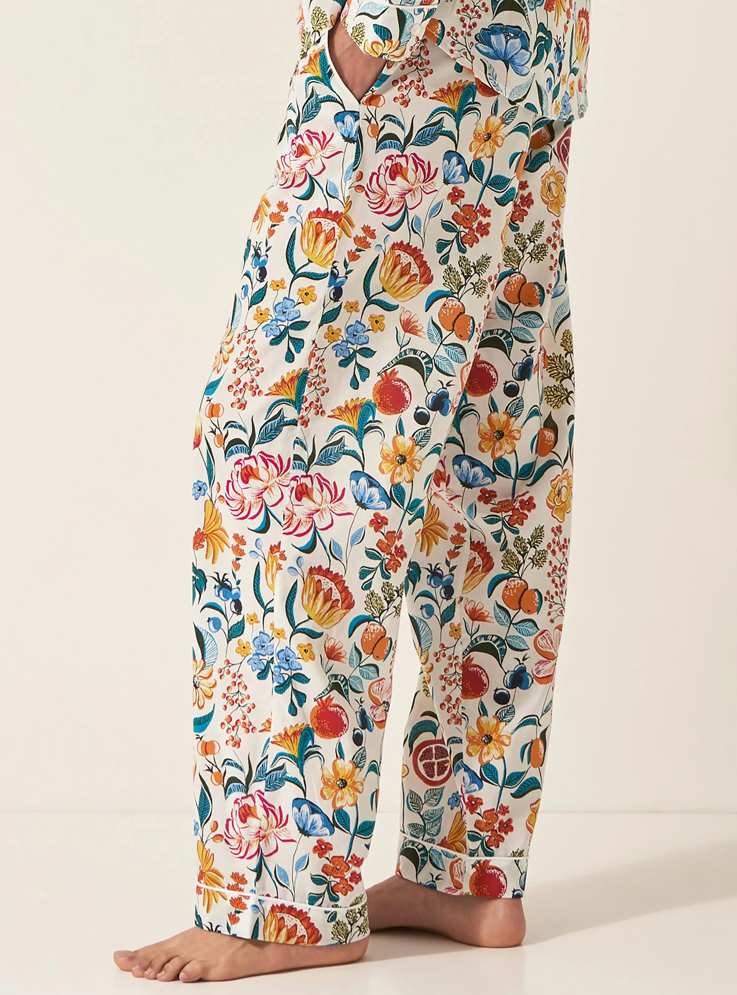 Florals on White Women's Organic Cotton Pyjama Trouser - Image 4