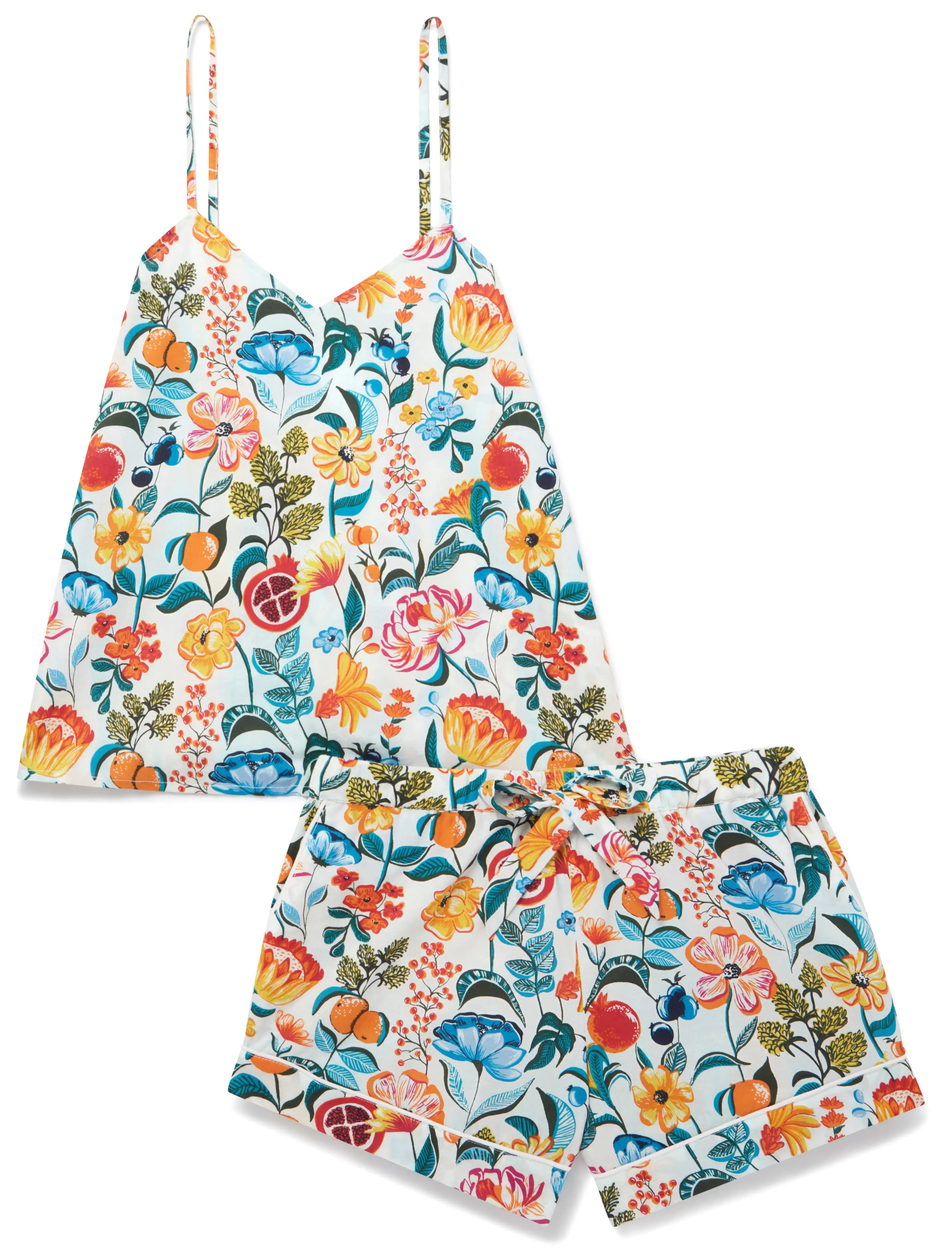 Florals on White Women's Cami Organic Cotton Short Set - Image 6