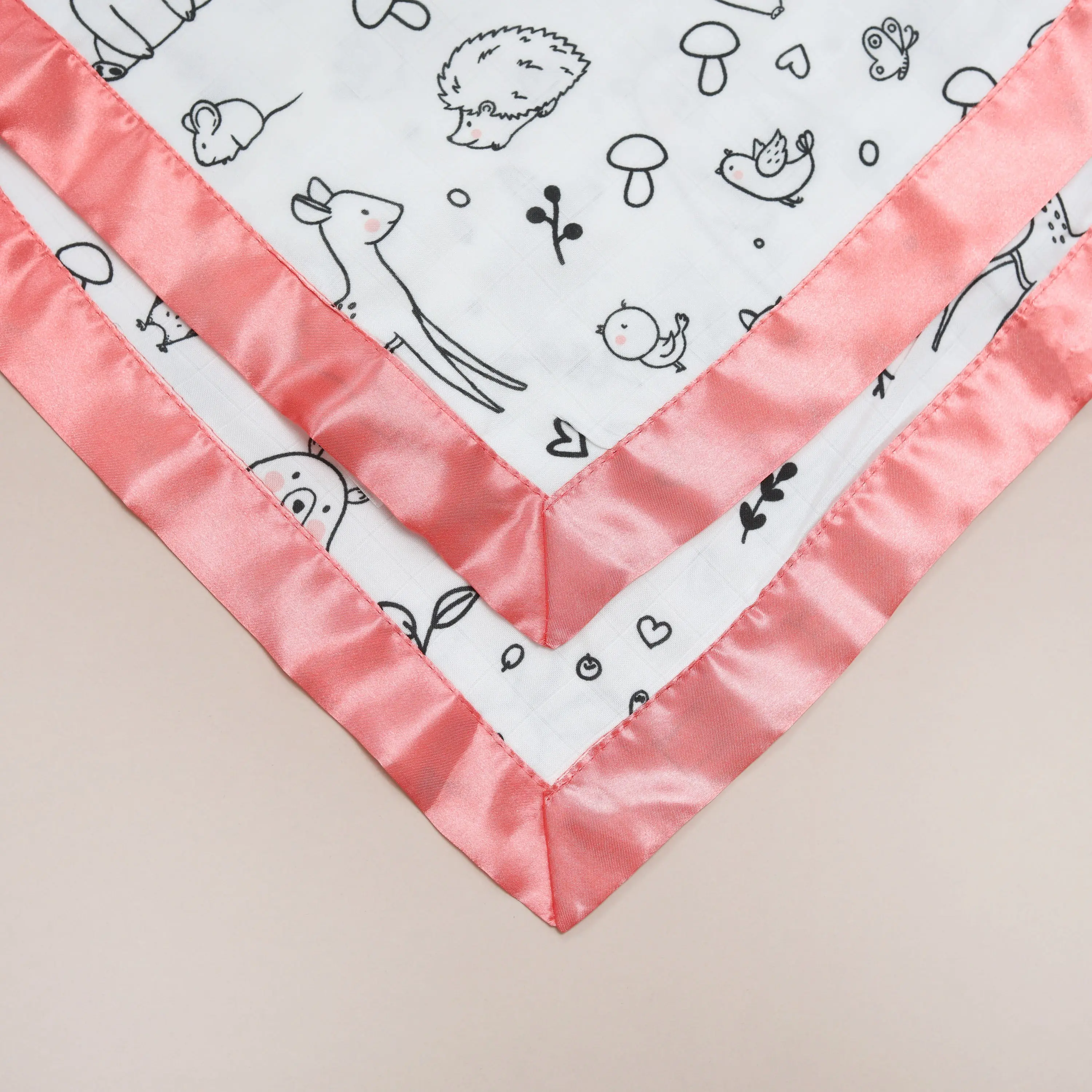 Forest Animal Satin Comforter 2-Pack - Coral Pink Satin