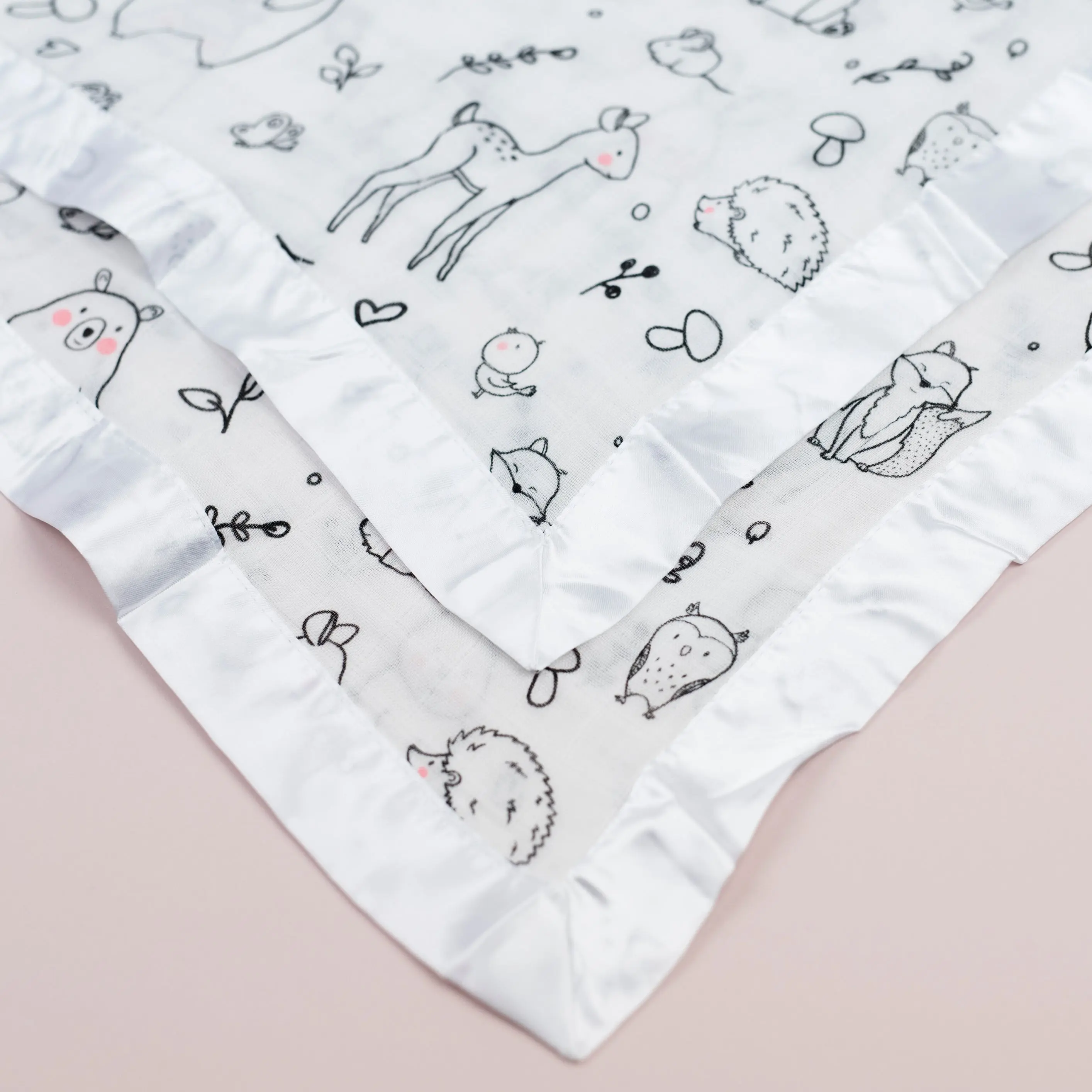 Forest Animal Satin Comforter 2-Pack - White Satin