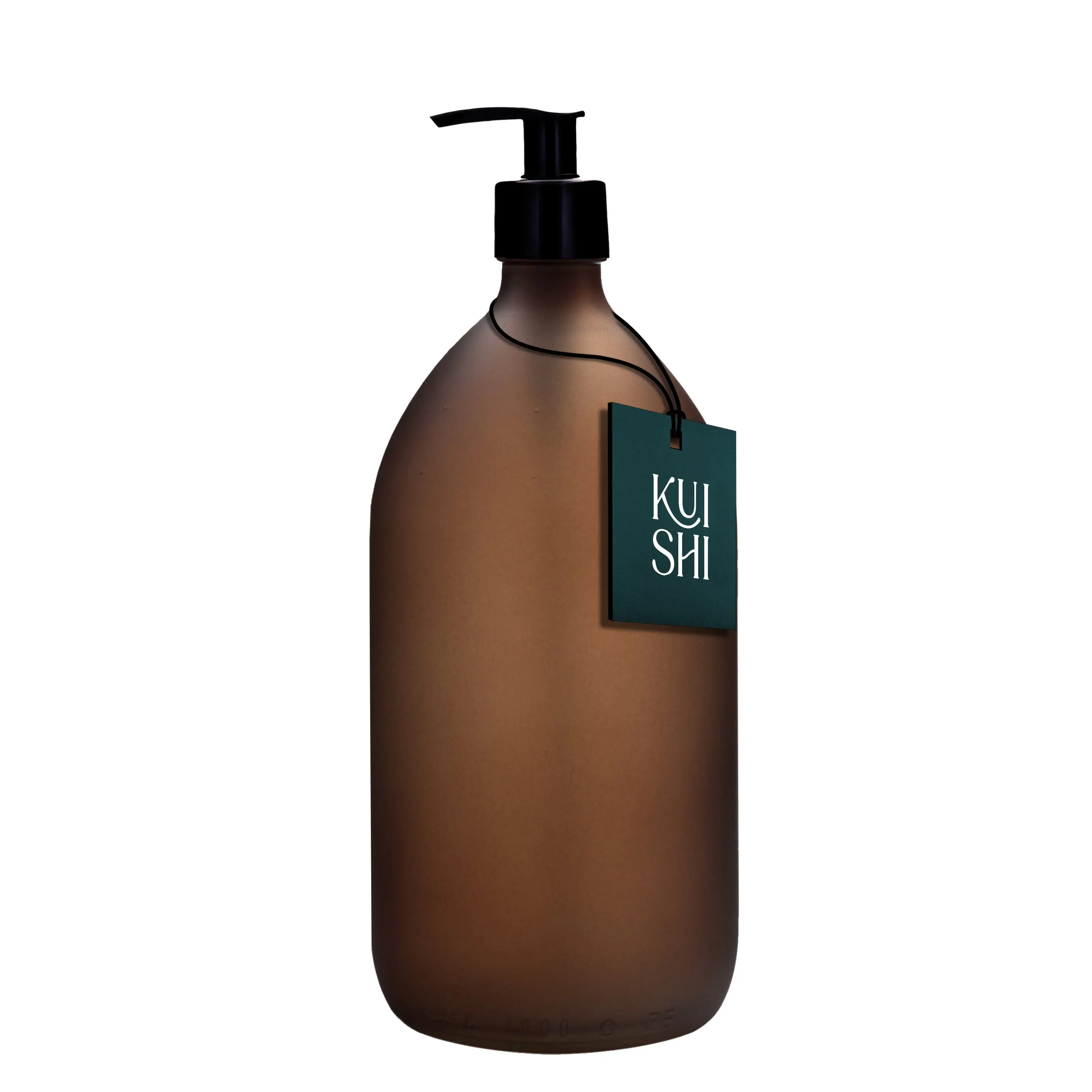 Frosted Amber Glass Pump Bottle - Image 4