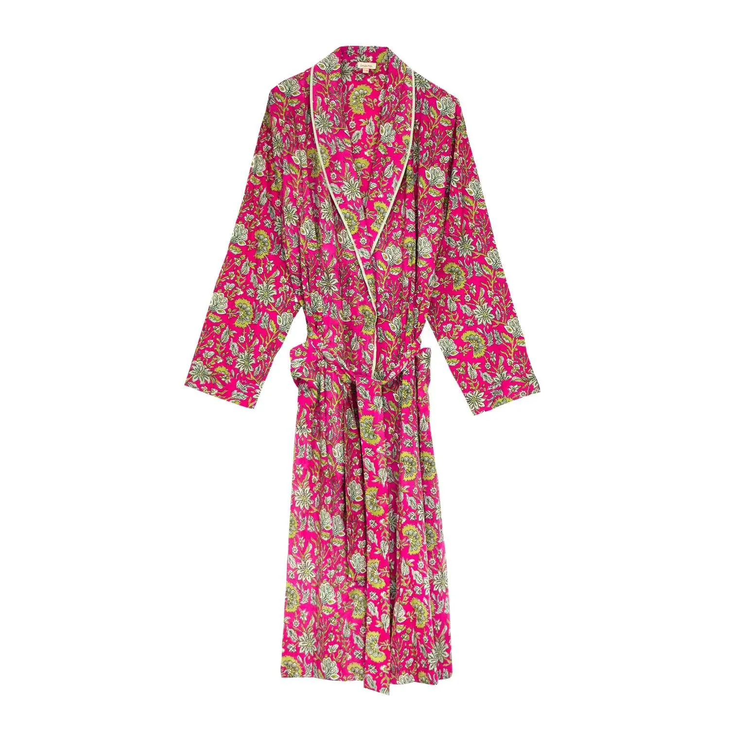 Fuchsia Freesia Women's Floral Cotton Robe - Image 5